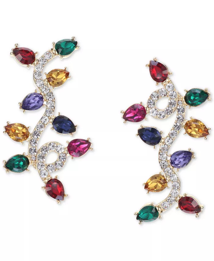 Holiday Lane Gold-Tone Multicolor Holiday Lights Linear Earrings, Created for Macy's - Macy's | Macy's