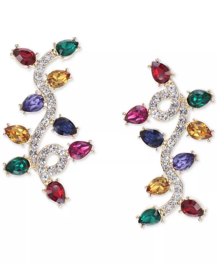 Holiday Lane Gold-Tone Multicolor Holiday Lights Linear Earrings, Created for Macy's - Macy's | Macy's