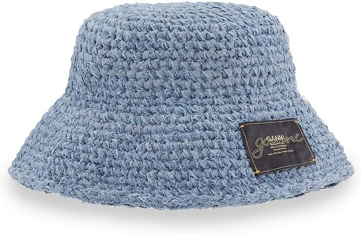 Amazon.com: Ganni, Denim Hand-Knit Bucket Hat, Light Indigo : Luxury Stores | Amazon (US)