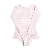 girls light pink stripe rashguard one piece | minnow