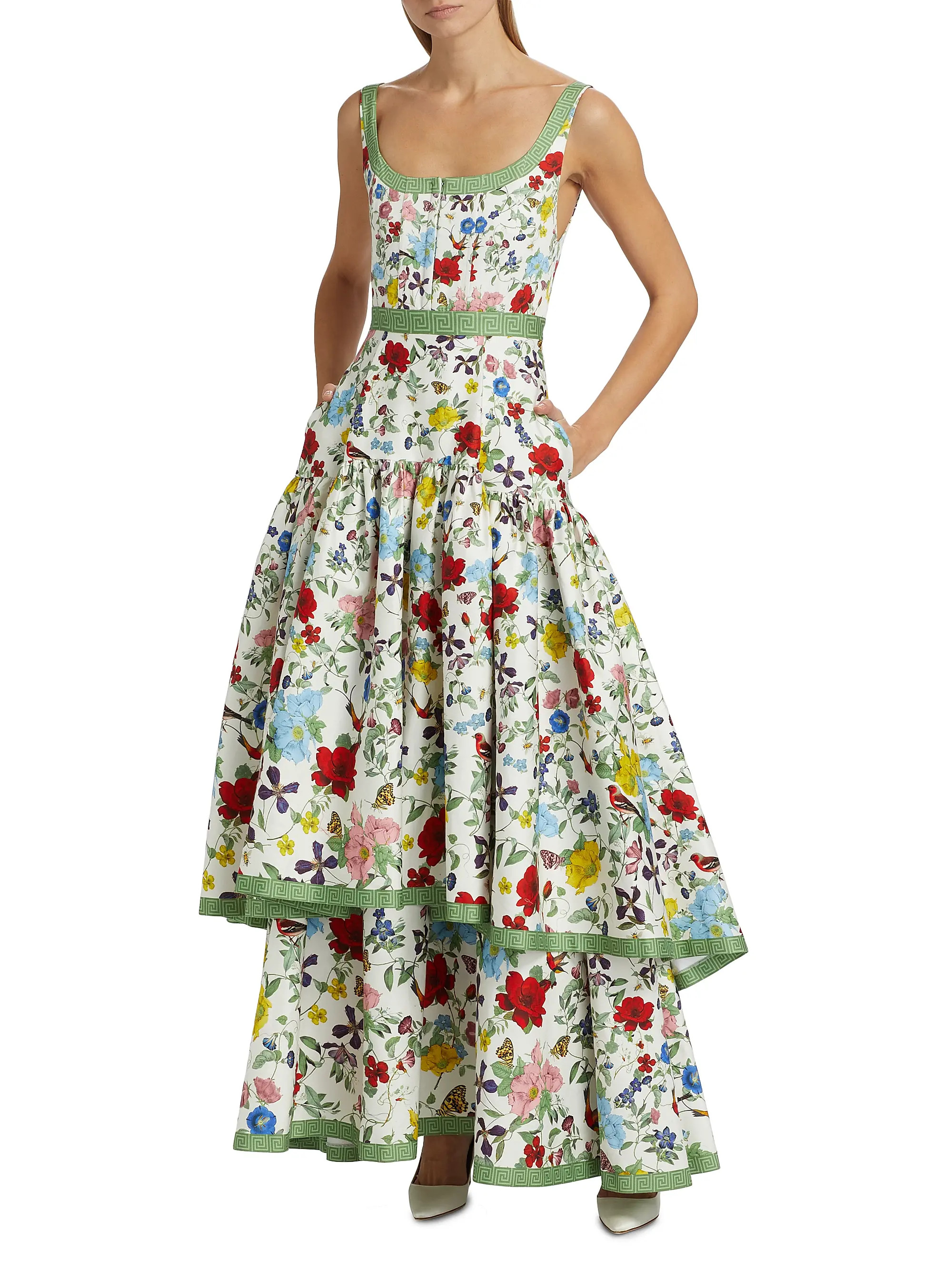 Shop Alice + Olivia Diana Floral Structured Layered Gown | Saks Fifth Avenue | Saks Fifth Avenue