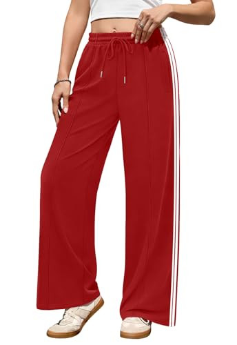 Track Pants Women High Waisted Striped Wide Leg Straight Lounge Pants Casual Sweatpants with Pock... | Amazon (US)