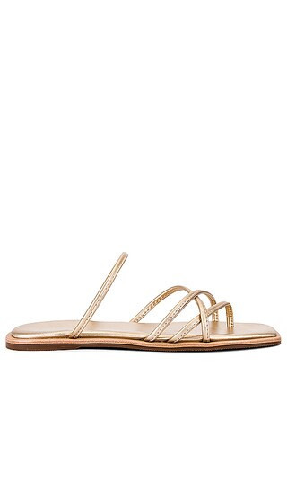 Kaanas Kapok Square-toe Strappy Slide in Metallic Gold. - size 10 | Revolve Clothing (Global)