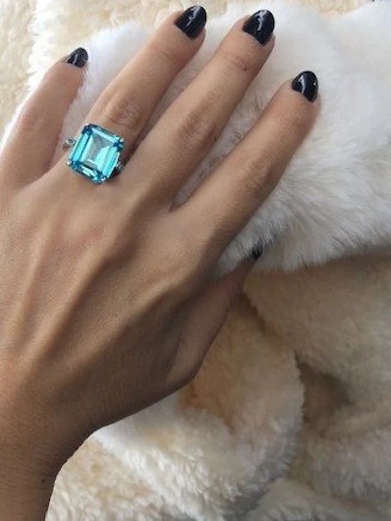 Meghan Markle ring, Aquamarine ring, emerald cut ring, | Etsy (US)