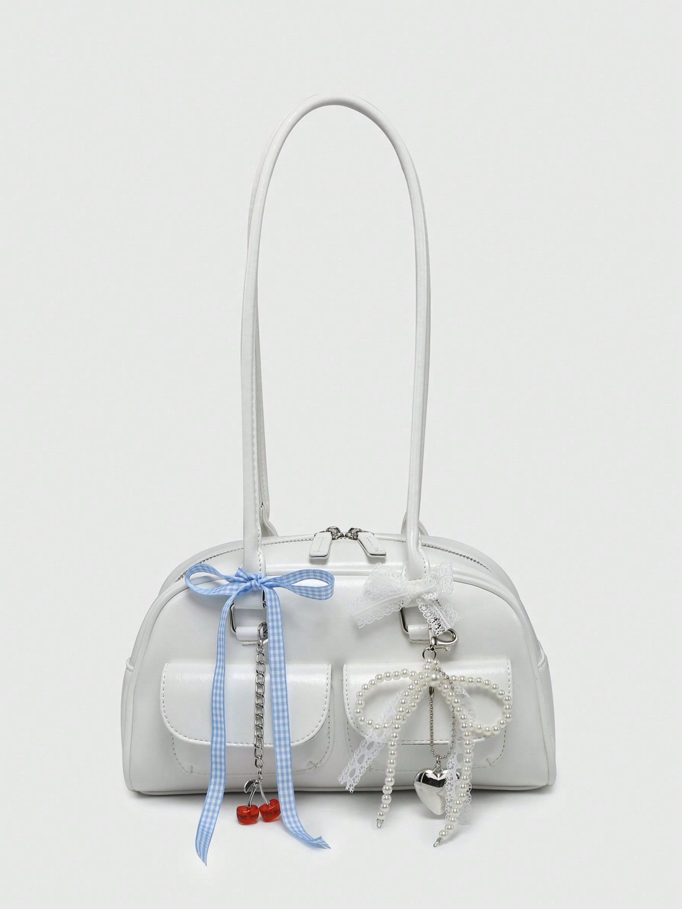 ROMWE Kawaii Women's Vintage And Cute Style Shoulder Bag With Bow Tie, Cherry & Heart Decoration,... | SHEIN