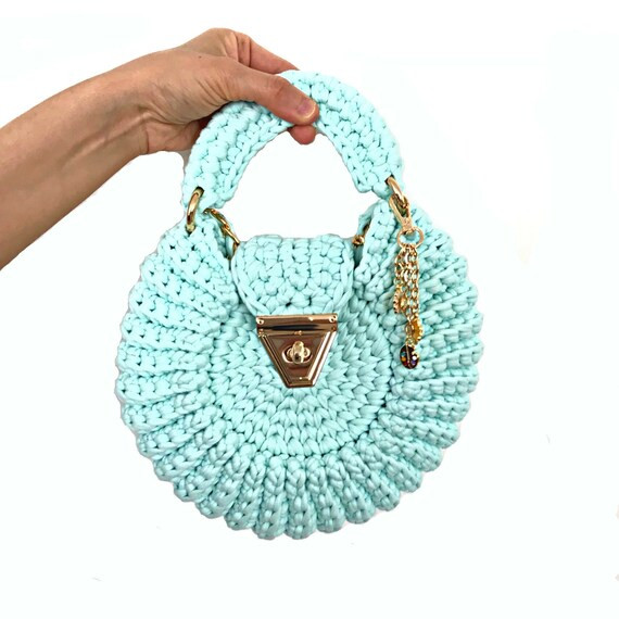 Woven Shoulder Bag Handmade Knitted Bag Crochet Round Bag - Etsy | Etsy (US)