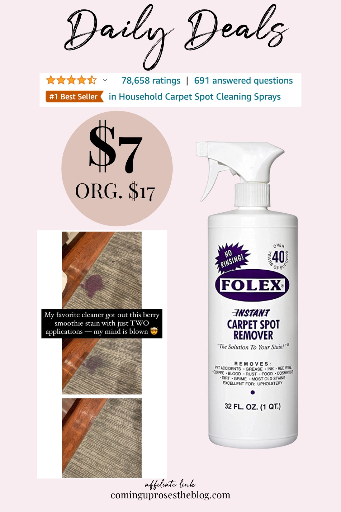 The absolute best + highly rated stain remover spray is on MEGA SALE. Under $7!!! Best stain remover for kids, pets, wine, etc!!!

#LTKhome #LTKfamily #LTKsalealert