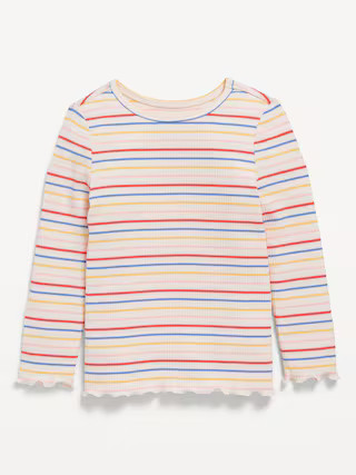 Printed Long-Sleeve Lettuce-Edge T-Shirt for Toddler Girls | Old Navy (US)