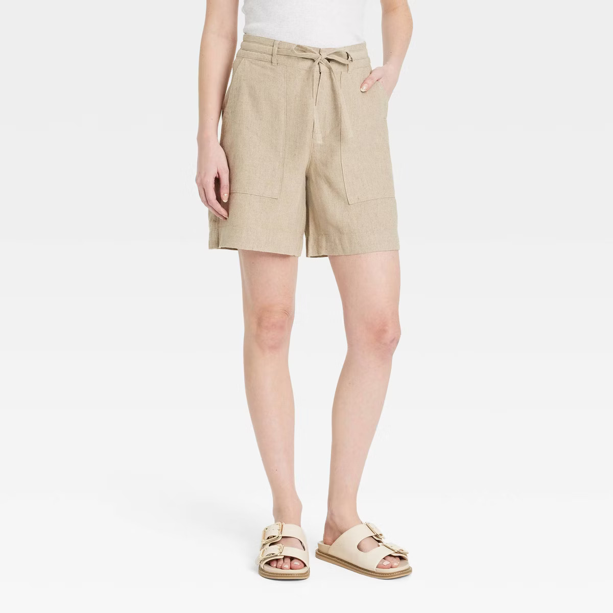 Women's High-Rise Tie-Waist Linen Trouser Shorts - Universal Thread™ | Target