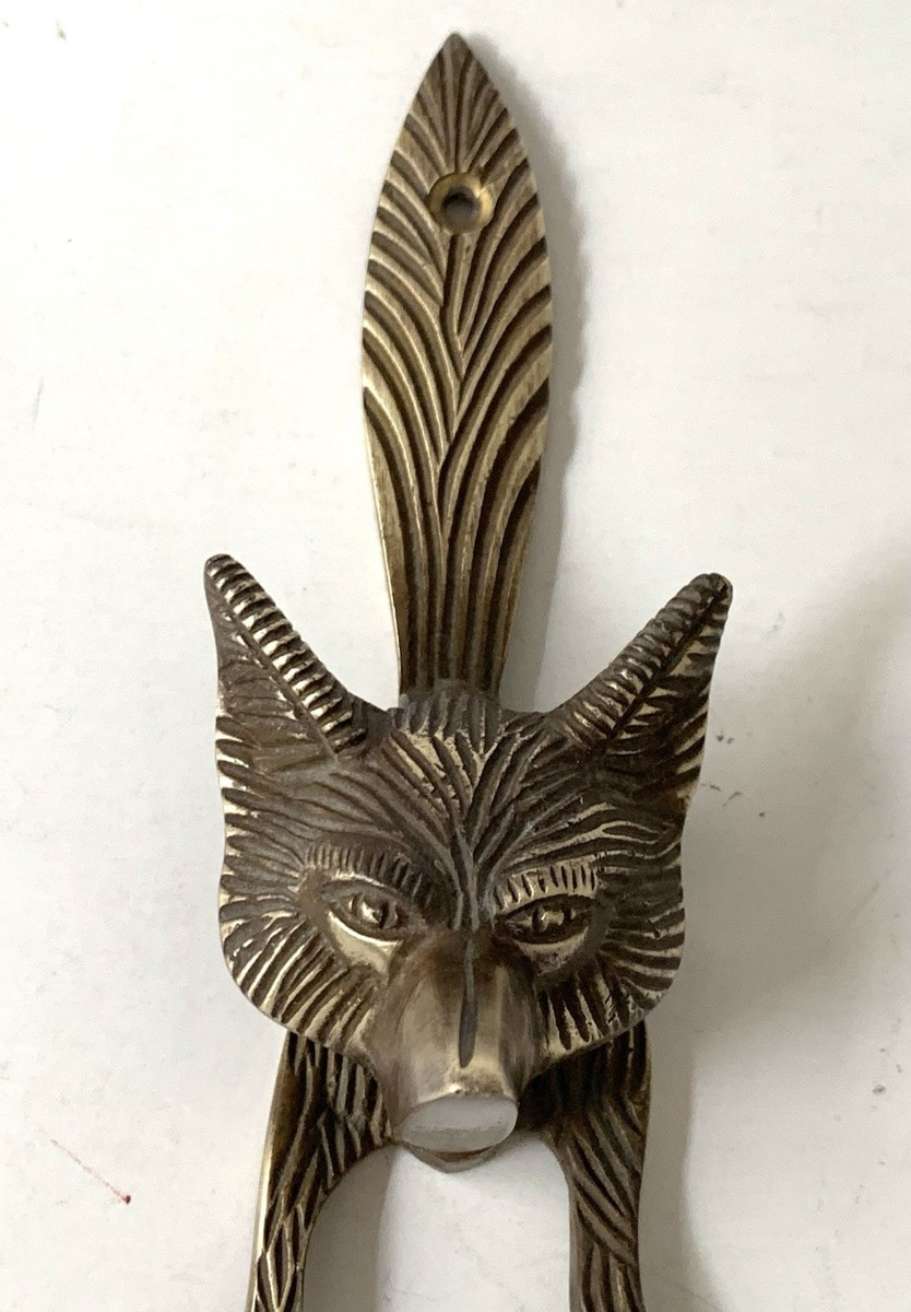 Vintage - MCM Mid Century 6.25” Solid Brass Sly Fox Door Knocker | eBay US