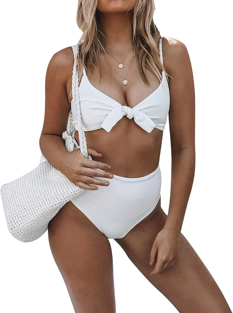 Honlyps Bikini Swimwear Womens High Waisted Two Piece Swimsuit Tie Knot High Cut Bathing Suit for... | Amazon (US)
