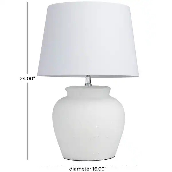 White Cement Stone Pot Inspired Room Table Lamp with Textured Exterior - Bed Bath & Beyond - 3833... | Bed Bath & Beyond