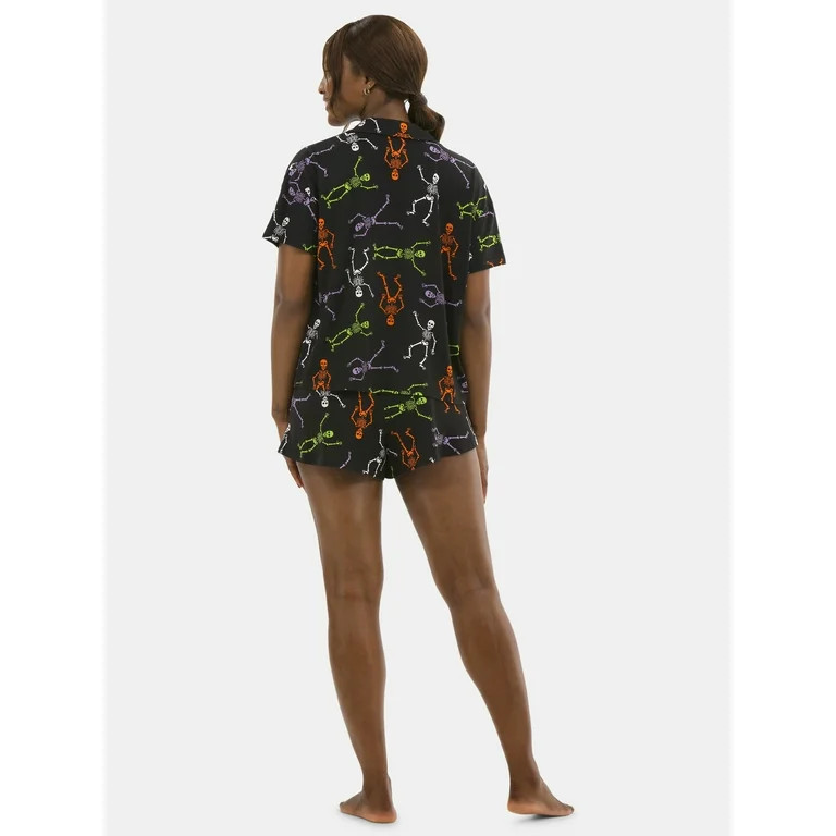 Halloween Women’s Printed Notched Top and Shorts Pajama Set from Way to Celebrate, 2-Piece, Siz... | Walmart (US)