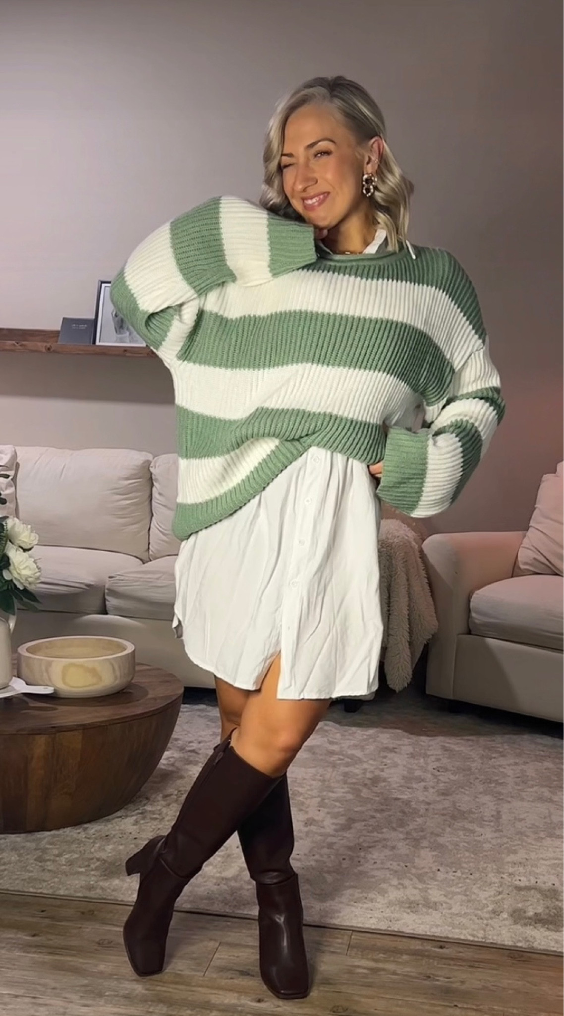 sweater and dress combos with knee high boots. Yes  

#LTKSeasonal #LTKstyletip #LTKGiftGuide