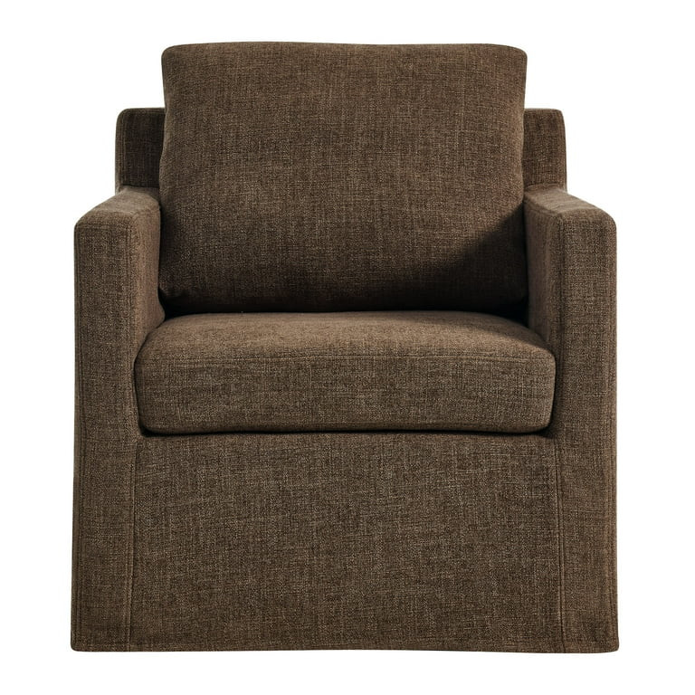 Modway Serene Fabric Slipcovered Swivel Armchair in Mocha | Walmart (US)