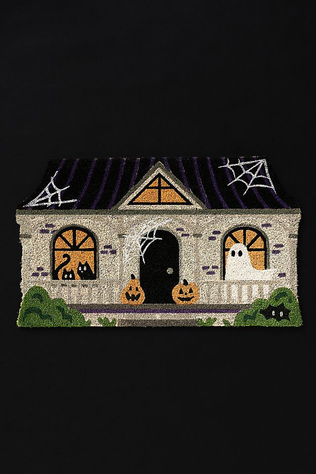 Haunted House Coir Printed Doormat | Anthropologie (US)