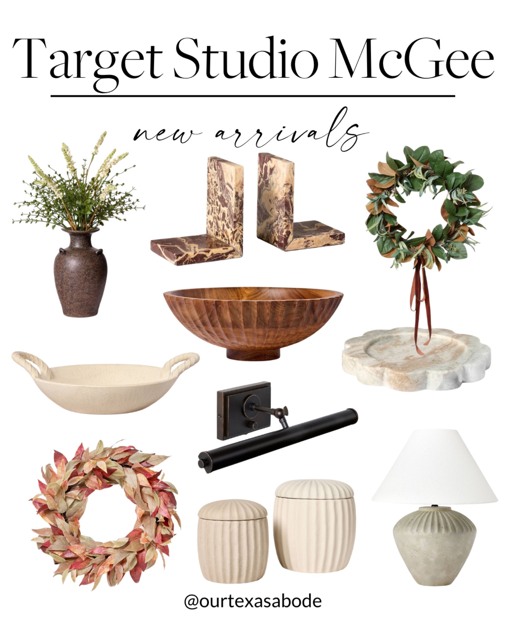 Target Studio McGee New arrivals 🙌🏻🙌🏻

Home decor, living room decor, vase, wreaths, picture light, lamp, book ends decorative bowl

#LTKHome #LTKSeasonal #LTKStyleTip