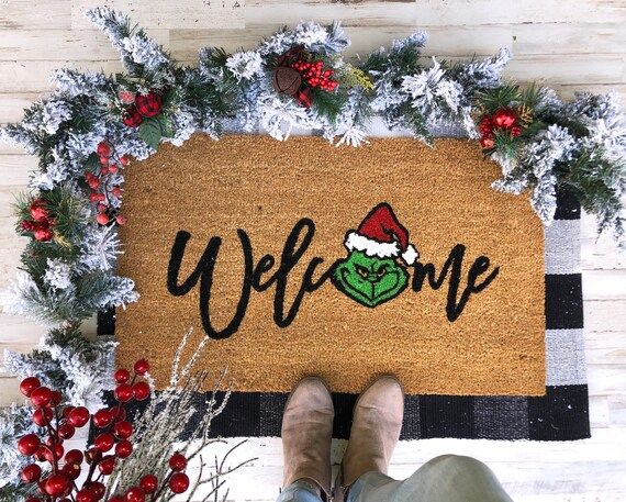 Welcome Christmas  Christmas Doormat  Christmas Decor  Door | Etsy | Etsy (US)