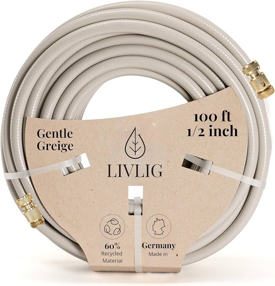 LIVLIG Garden Hose 1/2 inch, For Any Nozzle, 100 ft with Brass Quick Connect, Water Hose Made in ... | Amazon (US)