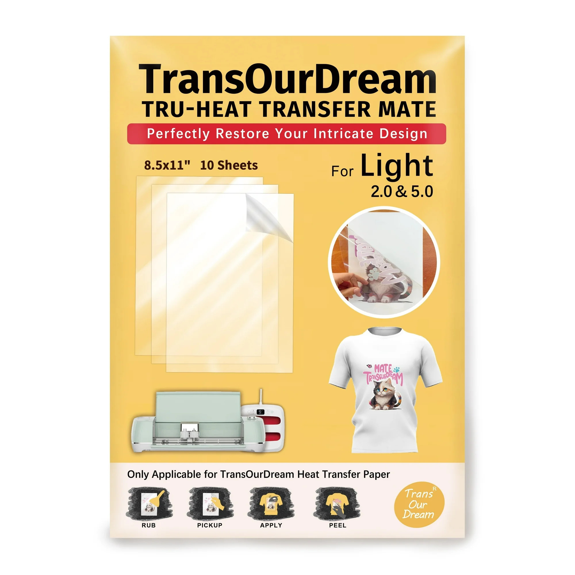 TransOurDream Tru-Heat Transfer Mate for Light T Shirts Transfer Paper (10 sheets, 8.5"x11") Clea... | Walmart (US)