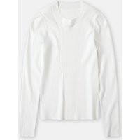 Ribbed Long Sleeve Top White | Size: M | Color: Ivory | Curio