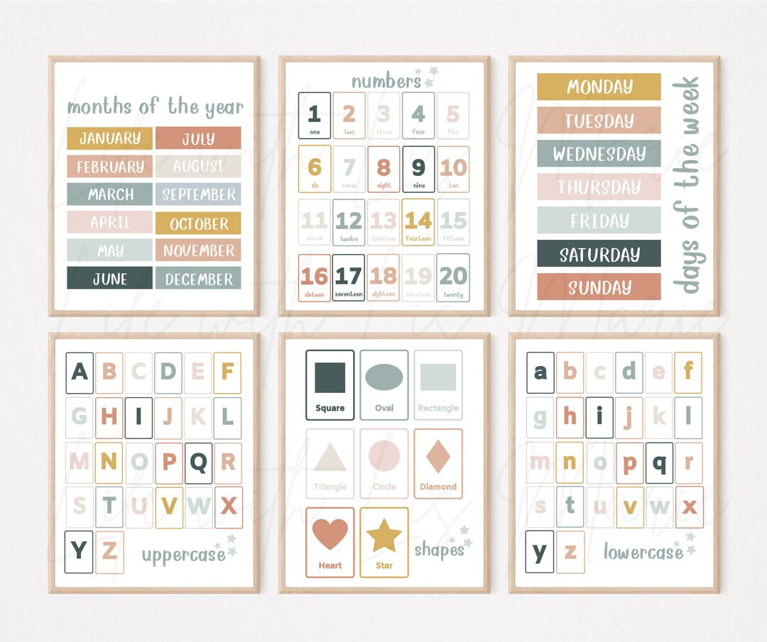 Classroom Posters, Homeschool Posters, Days of the Week, Months of the Year, Uppercase Abc's, Low... | Etsy (US)