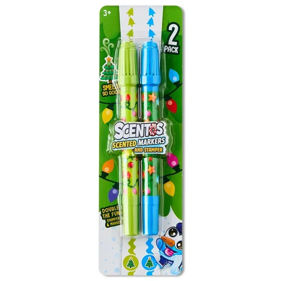 Scentos Pine Scented 2-Sided Stamper & Marker - Green & Blue, Ages 3+ | Walmart (US)