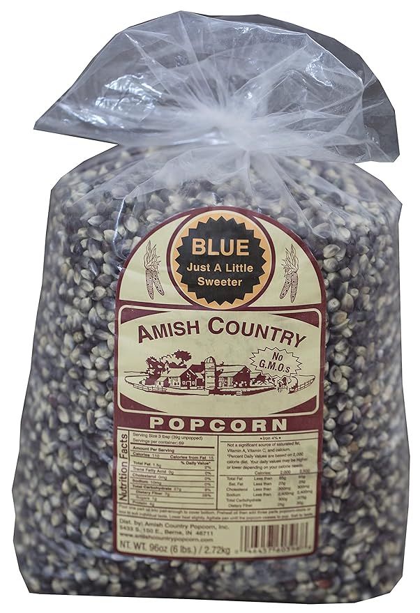 Amish Country Popcorn | 6 lbs Bag | Blue Popcorn Kernels | Old Fashioned, Non-GMO and Gluten Free... | Amazon (US)