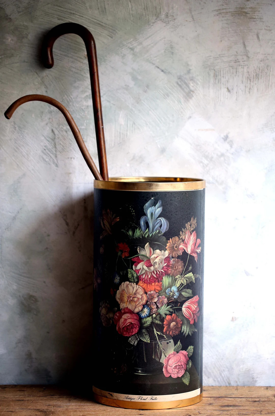 French Umbrella Stand Decoupage Antique Floral Frolic Hallway Decor Walking Stick Holder - Etsy | Etsy (US)