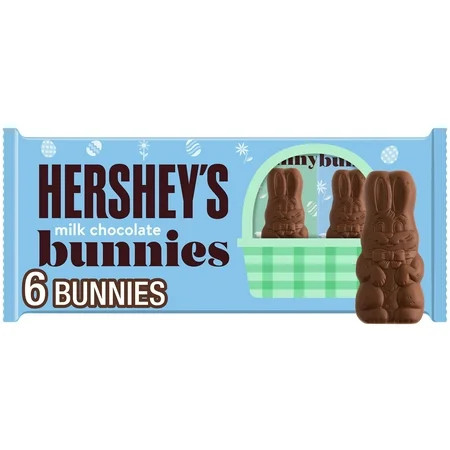 HERSHEY'S Milk Chocolate Bunnies, Easter Candy Packs, 1.2 oz (6 Count) | Walmart (US)