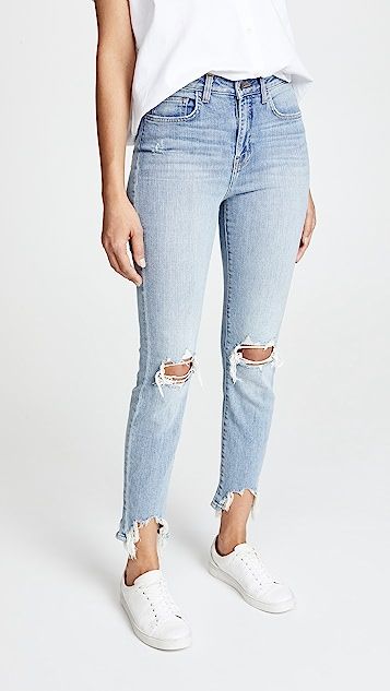 Highline High Rise Skinny Jeans with Hem Destruction | Shopbop