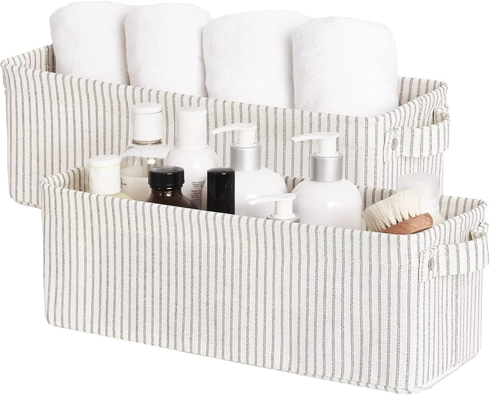 StorageWorks Narrow Storage Bins, Small Baskets for Organizing, Long Storage Basket with Handles,... | Amazon (US)
