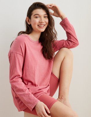 Aerie Boyfriend Oversized Long Sleeve T-Shirt | American Eagle Outfitters (US & CA)