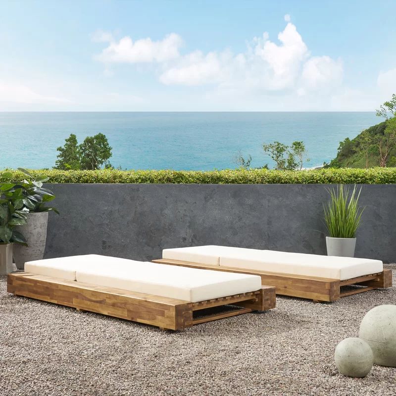 Donnie Outdoor Acacia Chaise Lounge Set | Wayfair North America