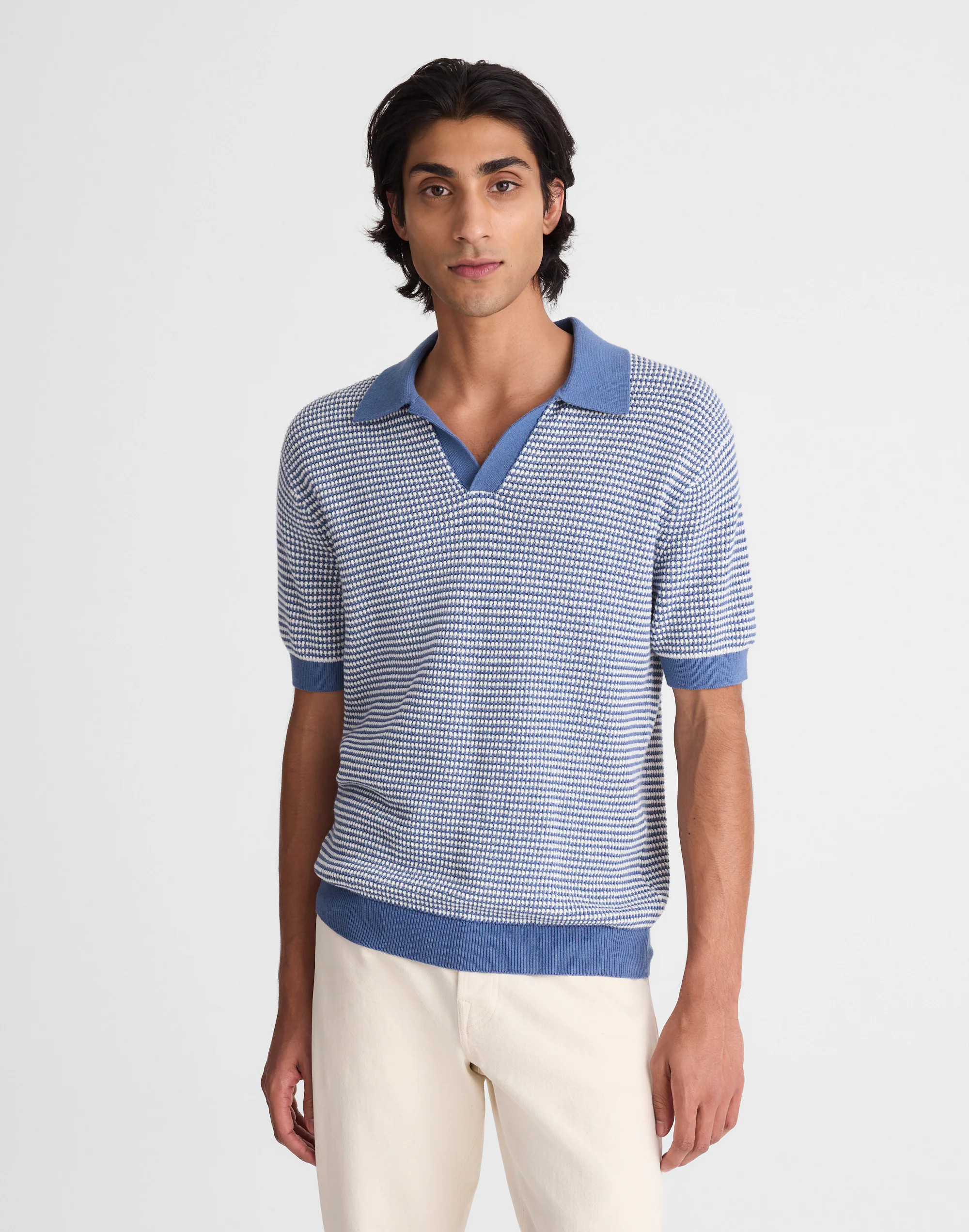 Textured-Stitch Johnny-Collar Sweater Polo | Madewell