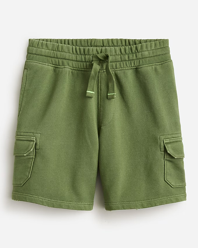 Kids' garment-dyed cargo short in terry | J. Crew US
