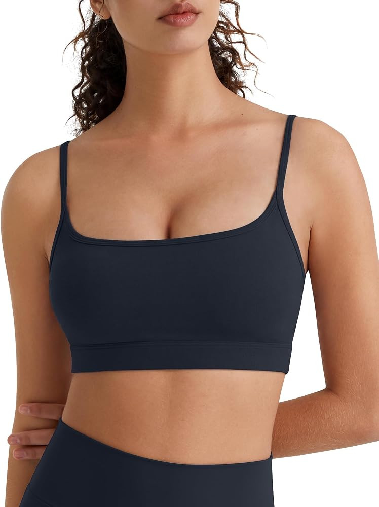 G4Free BareFeel Non Padded Adjustable Spaghetti Strap Sports Bra for Women - Scoop Neck Wireless ... | Amazon (US)
