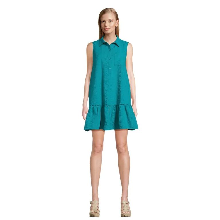 Time and Tru Women's and Women's Plus Sleeveless Shirt Dress, Sizes XS-4X | Walmart (US)