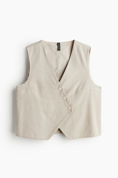Asymmetric-front Suit Vest - V-neck - Regular length - Light taupe - Ladies | H&M US | H&M (US + CA)