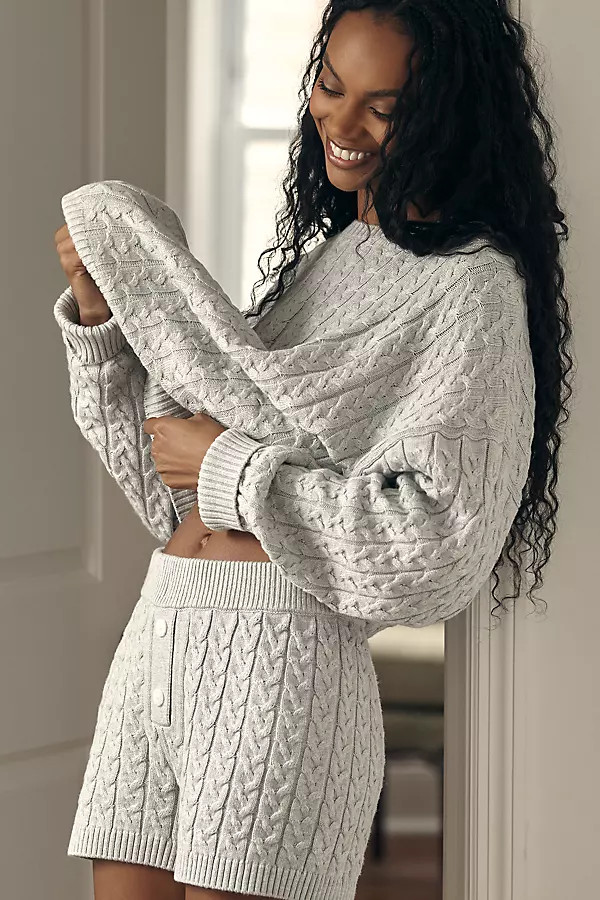 Papinelle Cozy Cable Cotton Cashmere Shorts | Anthropologie (US)