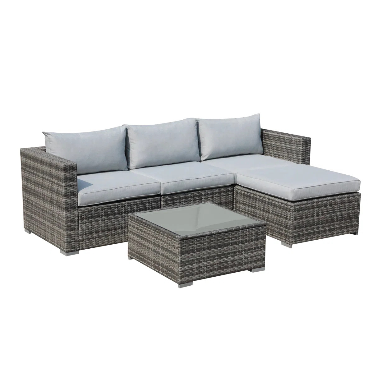 Abler Wicker 3 - Person Modular Patio Conversation Set with Cushions | Wayfair North America