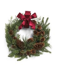 22in Pine Wreath With Bow | TJ Maxx