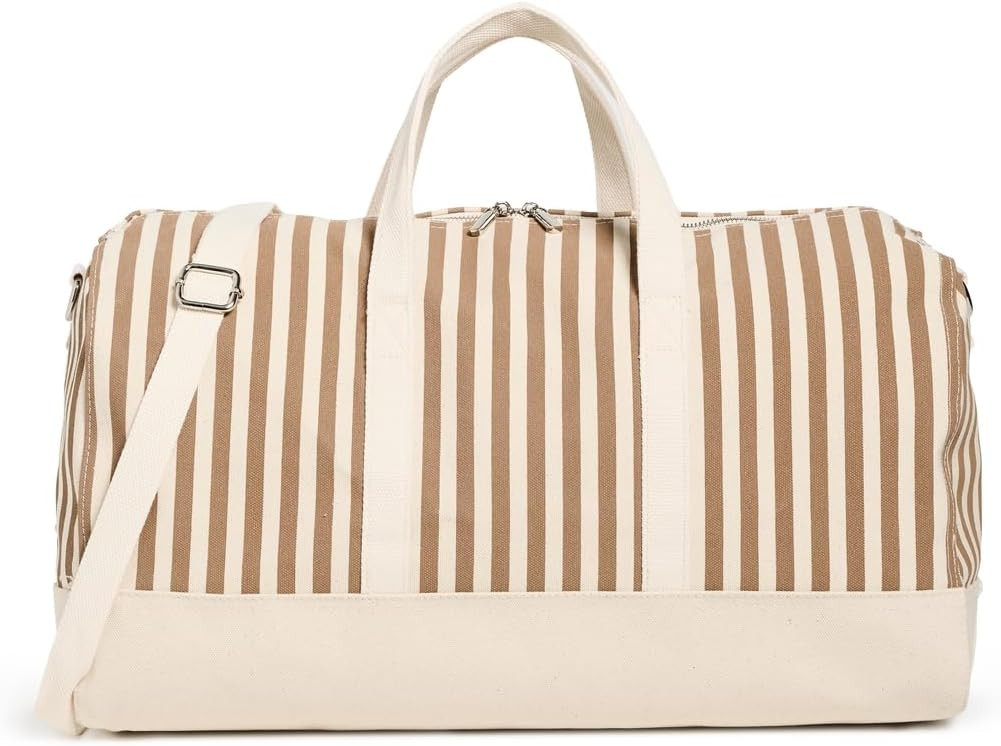 Striped Duffle Bag in Sand/Canvas Mini Stripe by KULE | Amazon (US)