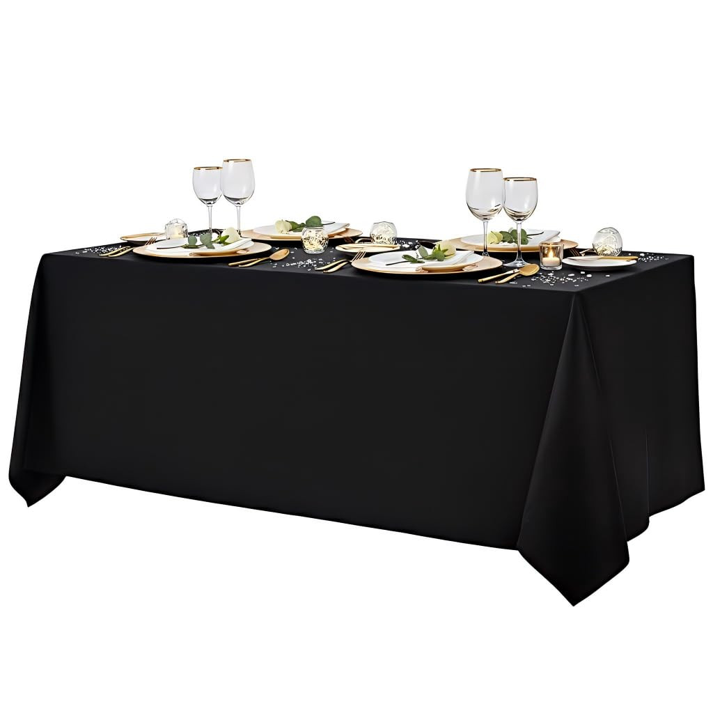 Surmente Black Tablecloth for Rectangle Tables, 90 x 132-inch Rectangular Table Cloth for 6-8 Ft ... | Amazon (US)