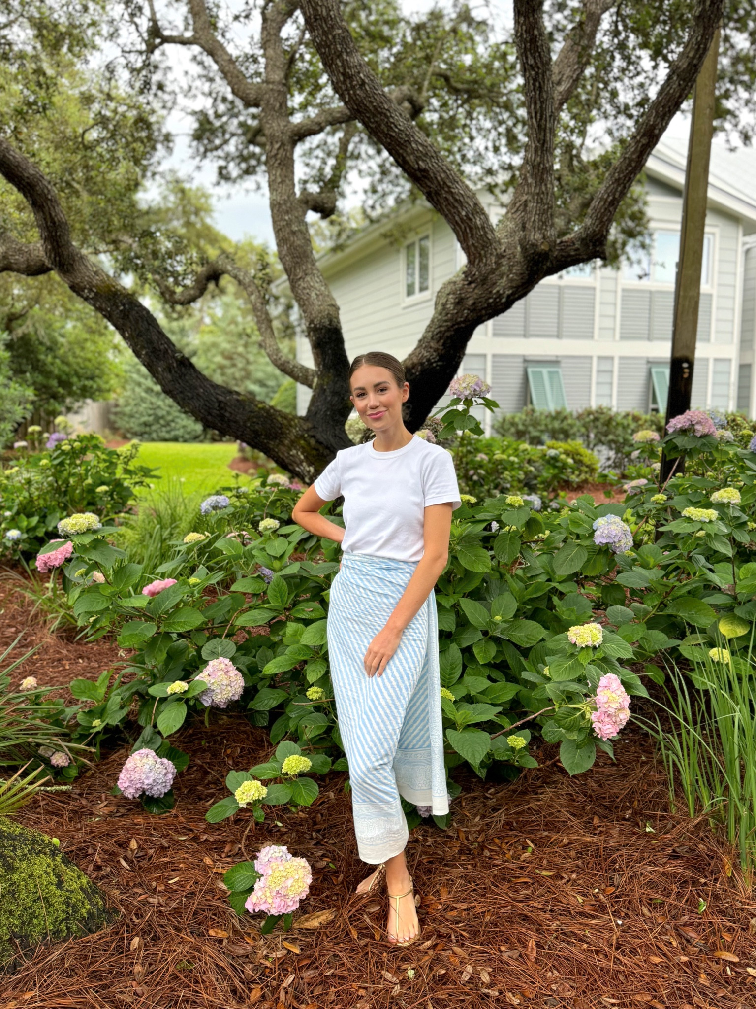 Wore this to the beach as a coverup and to dinner with this white tee 🩵 Love the versatility. This color blue will look so good with any color swimsuit this summer. While this particular pattern doesn’t have a matching shirt in stock, I linked a few others that do! 

#LTKFindsUnder100 #LTKStyleTip