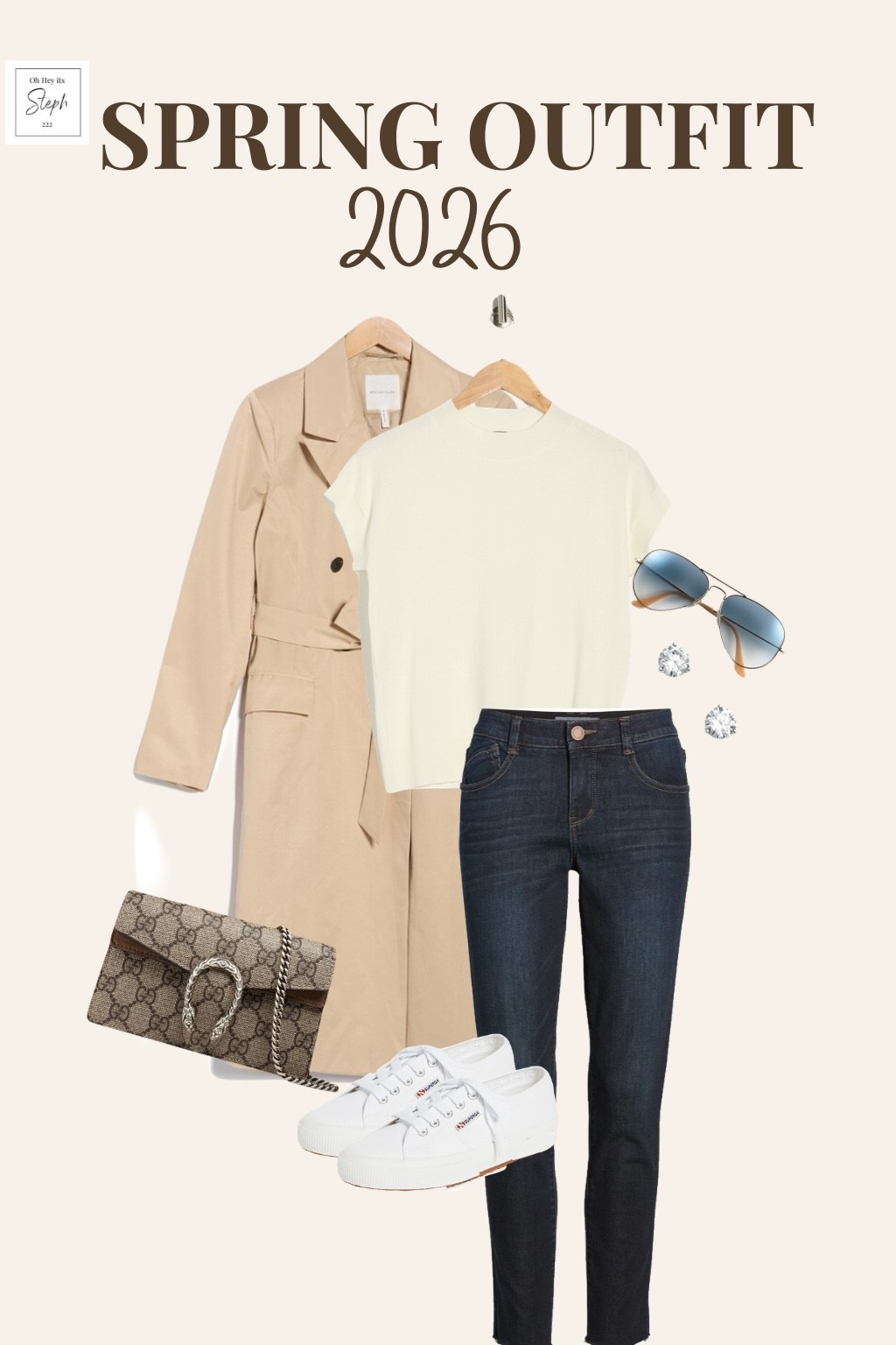 Your go-to spring outfit formula for 2026 🤍

If you want to look put together without overthinking it, this is the outfit. Light layers, neutral tones, and elevated basics you can mix and match all season long.

This is exactly what I’m wearing on repeat:
✨ classic trench for effortless layering
✨ easy white sweater tee you can style a million ways
✨ denim is always a yes
✨ neutral sneakers and minimal accessories

It’s giving casual, chic, and works for literally anything, errands, coffee runs, casual plans.

#LTKSeasonal #LTKootd #LTKSaleAlert