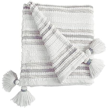 Patina Vie Cotton Woven Striped Textured Throw Blanket with Corner Tassels. Lightweight and Soft ... | Amazon (US)