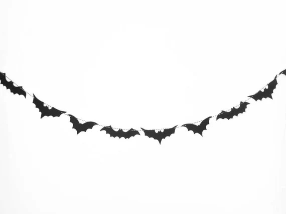 Bats Halloween black felt garland bunting banner decoration | Etsy | Etsy (US)