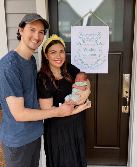 Coming home from the hospital outfit and signage! Loved this beautiful sign from Etsy! I had it printed at FedEx. 

Baby outfit, newborn outfit, postpartum outfit, hospital outfit, coming home outfit, initial necklace, newborn sign 

#LTKbaby #LTKbump #LTKkids