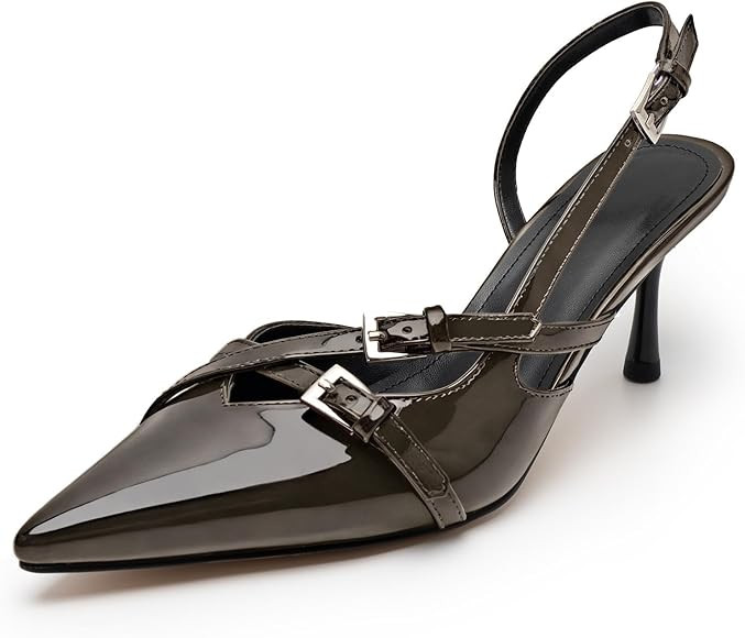 KaroNairy Kitten Heels for Women Pointed Toe Slingback Heels Closed Toe Wedding Dress Pumps with ... | Amazon (US)